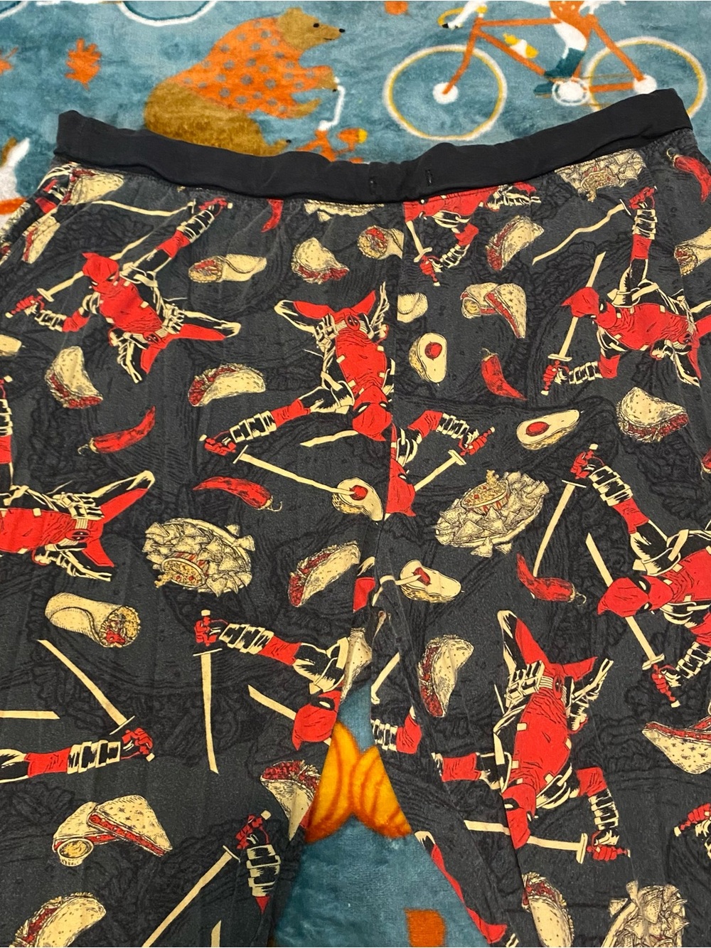 Deadpool Taco Tuesday Pajama Pants Jogger Sleep Pants Red/Black Marvel Men’s XL - Picture 3 of 10